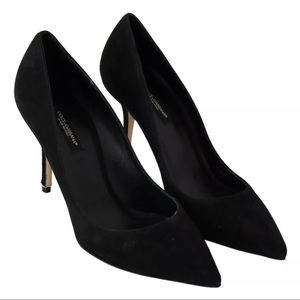 NEW DOLCE & GABBANA Shoes Black Suede Bellucci Pumps Heels s. EU37 /US6.5 $800